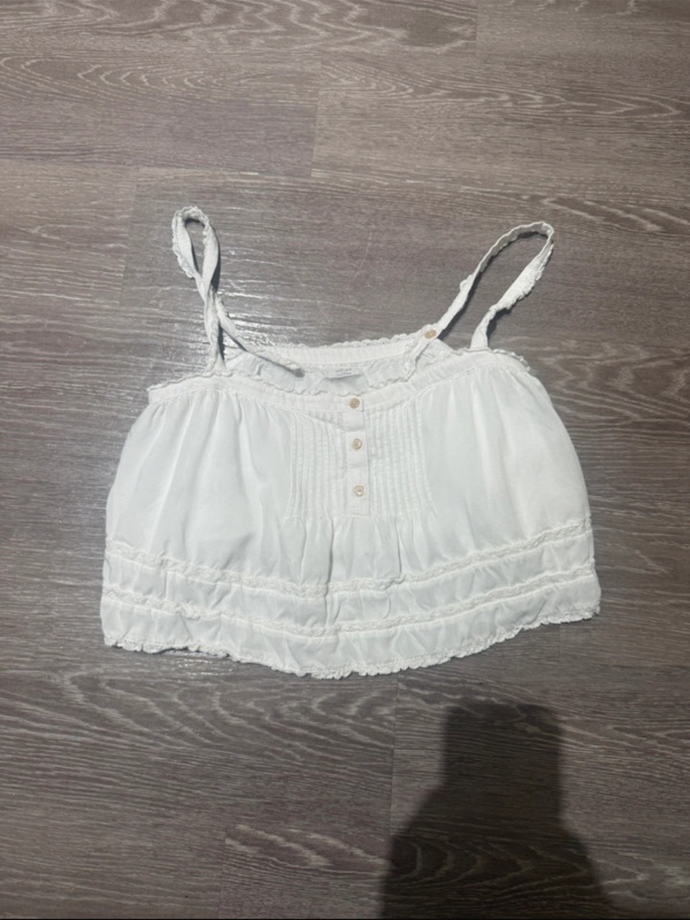 Aritzia White Ruffle-Trim Cropped Camisole